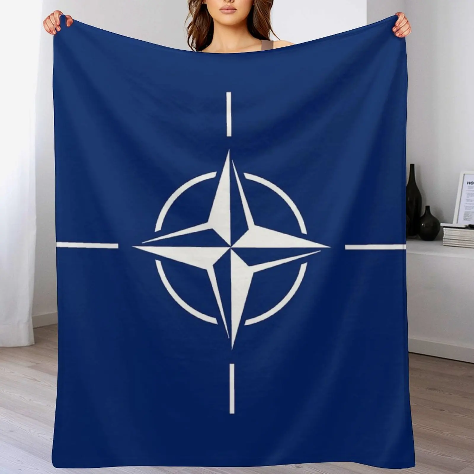 NATO Flag Stickers, Gifts and Products Throw Blanket Outdoor Soft Blanket for Picnic Beach Camping