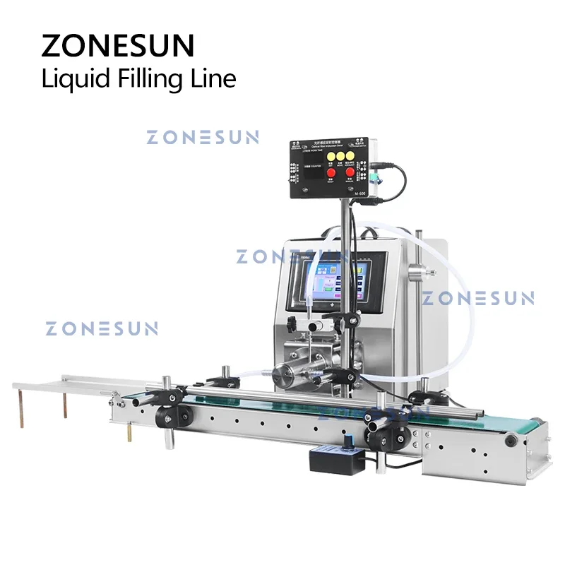ZONESUN ZS-DTCP1 Automatische Ampulle Flüssige Füll Maschine Mit Förderband 0,2-5ml Reagenz Augentropfen Keramik Pumpe Flasche Füllstoff