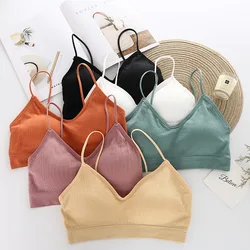 Solid Color Simple Girl Sports Suspenders Tube Top Tube Top Breathable Skin-Friendly Seamless Back Shaping Bra Ladies