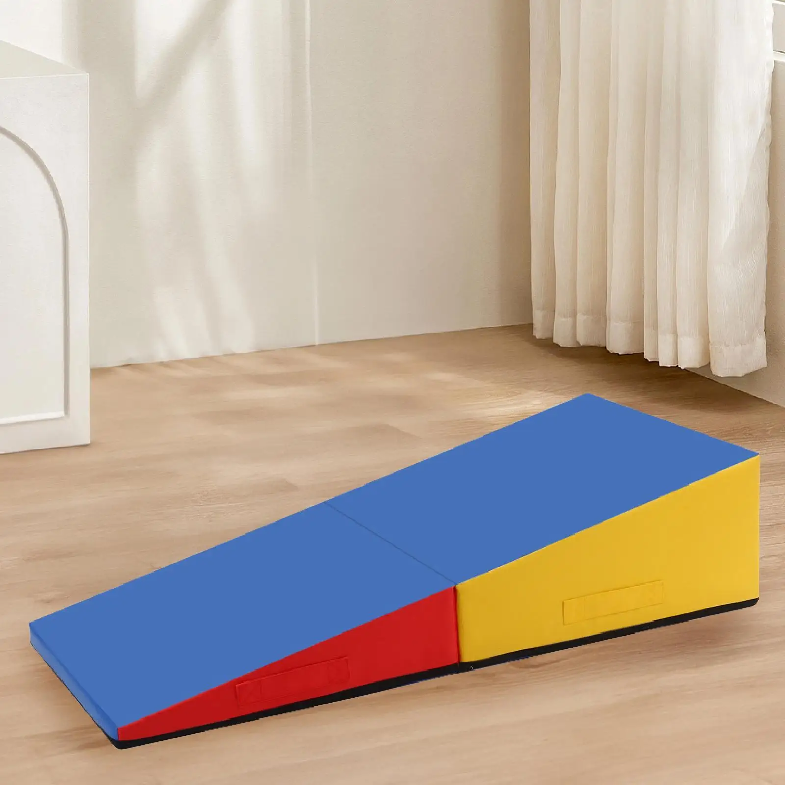 

Cheese Mat Indoor/Outdoor Exercise with Handle Wedge Folding Gymnastics Mat for Exercise Fitness Sports Skill Training Tumbling