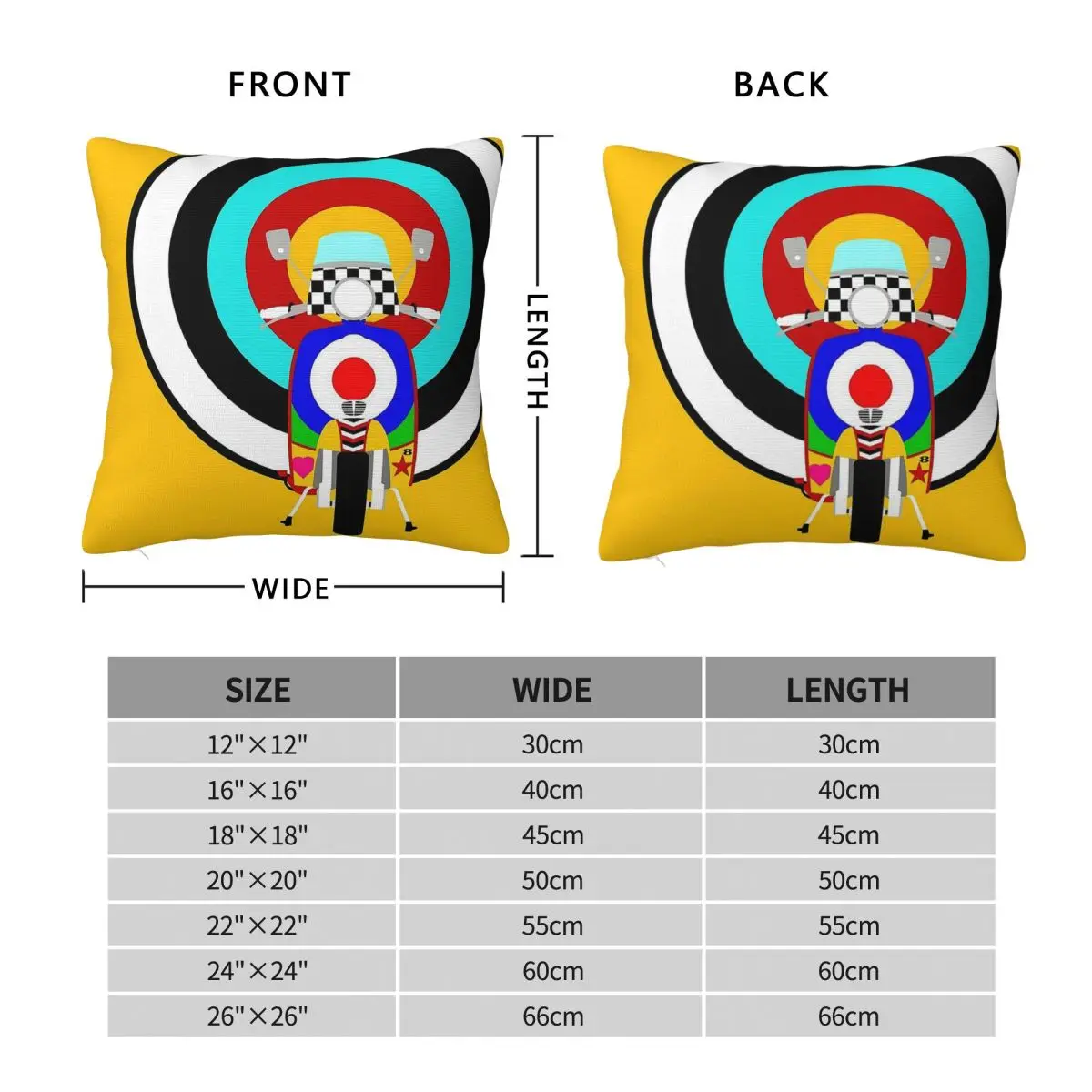 Mod Lambretta Scooter Pillowcase Polyester Linen Velvet Pattern Zip Decorative Bed Cushion Case