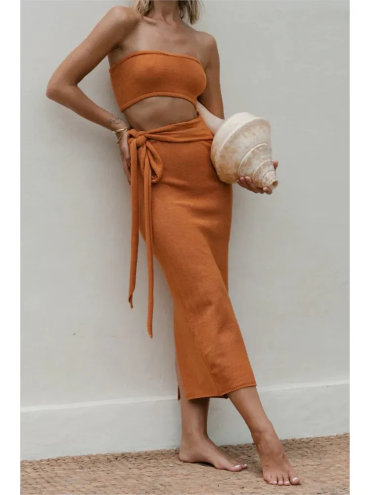 

Fashionable Sexy Hollow Out Backless Strapless Knitted Dress Temperament Elegant Vestidos Off Shoulder Bodycon Hot Style Trendy