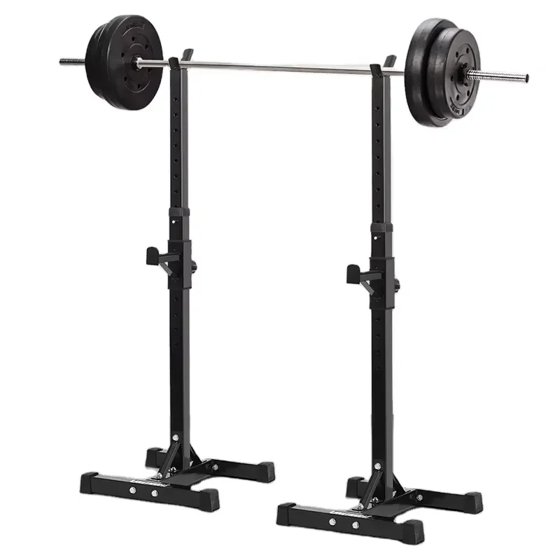 Adjustable Height and Width Barbell Rack Squat Stand Heavy Duty Steel Gym Equipment for Home Fitness Training