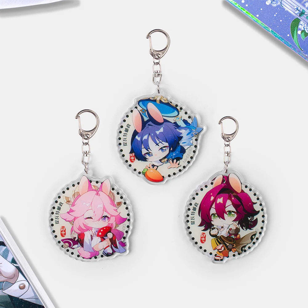 Genshin تأثير أنيمي لعبة المفاتيح ، الفتاة قلادة حقيبة ، الاكريليك اكسسوارات الديكور ، مفتاح السيارة سلسلة ، Venti Nahida Xiao كيرينغ ، 1 قطعة #1