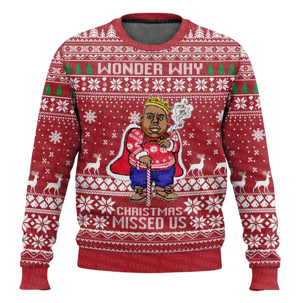 Cosplay Natale Babbo Natale maglione brutto lavorato a maglia Gesù Anime Vintage Graffiti maniche lunghe 3DPrint Pullover invernale Harajuku E