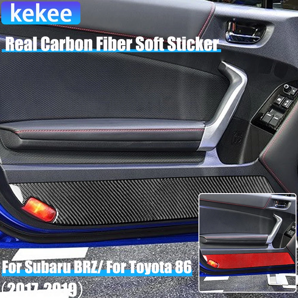 

Real Carbon Fiber Car Accessories Door Decorative Panel Cover Soft Sticker For Subaru BRZ Toyota 86 GT86 2017 2018 2019