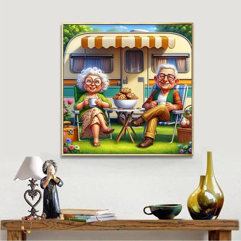 Grandpa Granny Theme Digital Oil Painting Paint By Numbers Kit Canvas Hand Drawing Picture Home Wall Decor Art Gift for Family