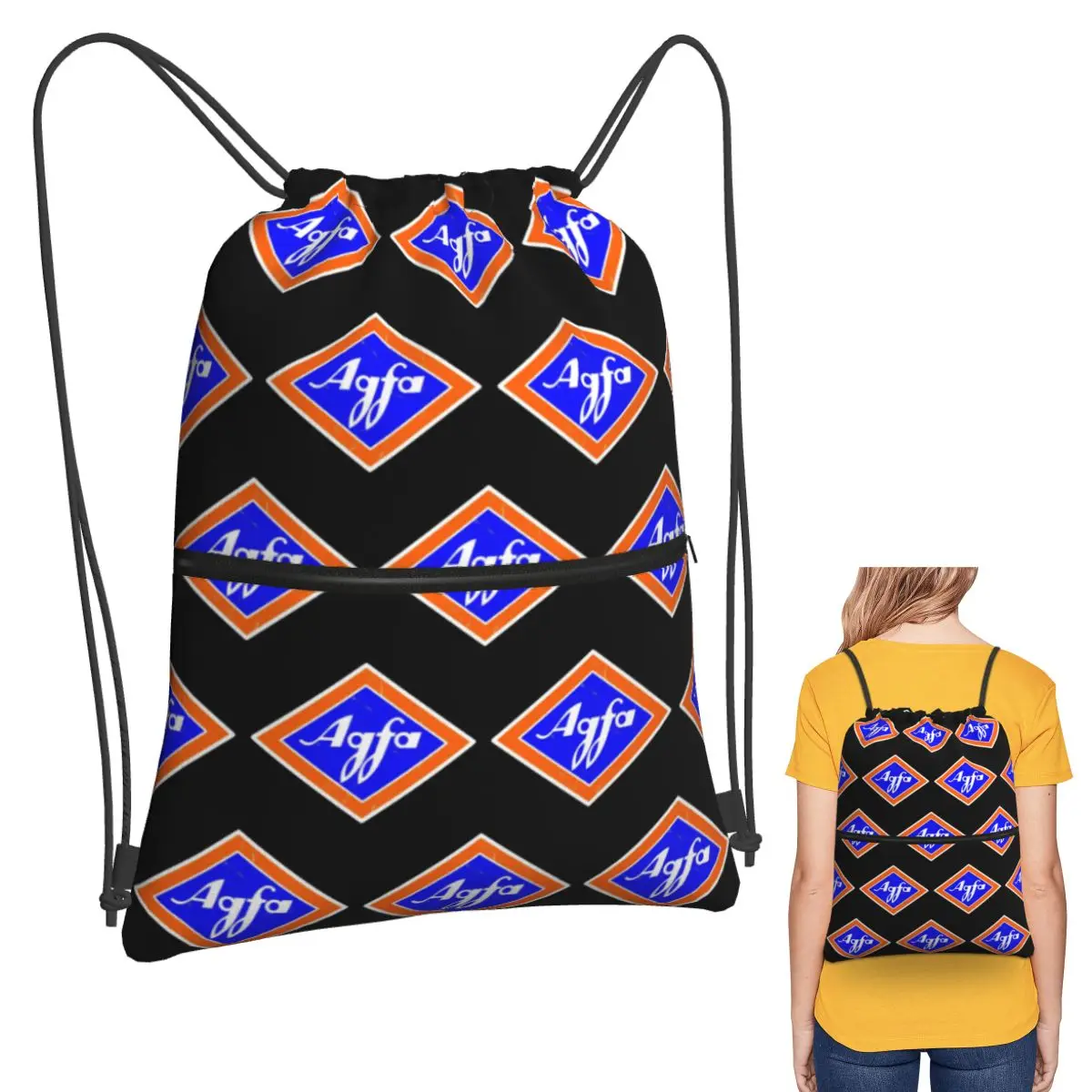 Mochilas retro con logotipo de Agfa Film de los años 60, bolsos con cordón a la moda, bolsos para zapatos, bolsos para libros para hombres, mujeres y estudiantes