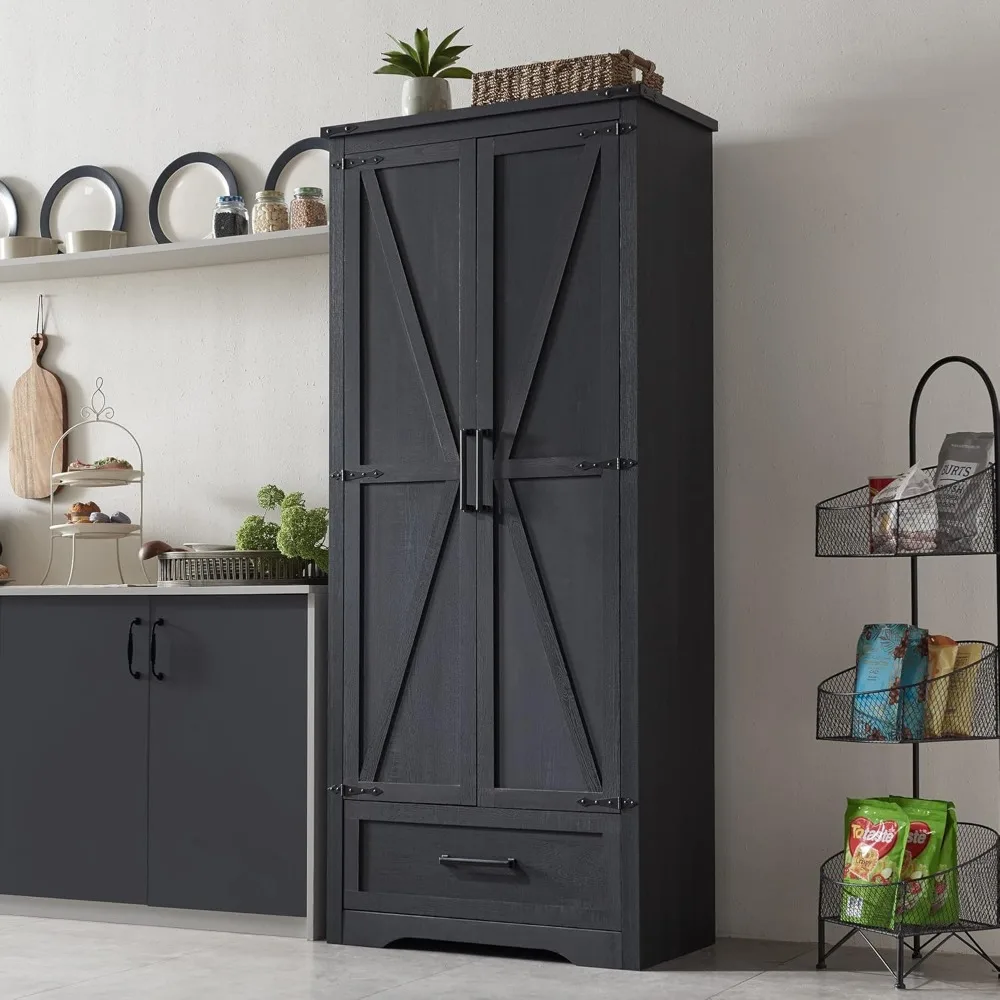 

Tall Large Wood Kitchen Storage Cabinets with Adjustable Shelves &Drawer, Versatile Storage for Bathroom, Living Room