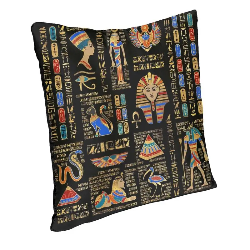 Egyptian Hieroglyphs And Deities God Square Pillowcover Decoration Ancient Egypt Pharaoh Cushions Throw Pillow Printing