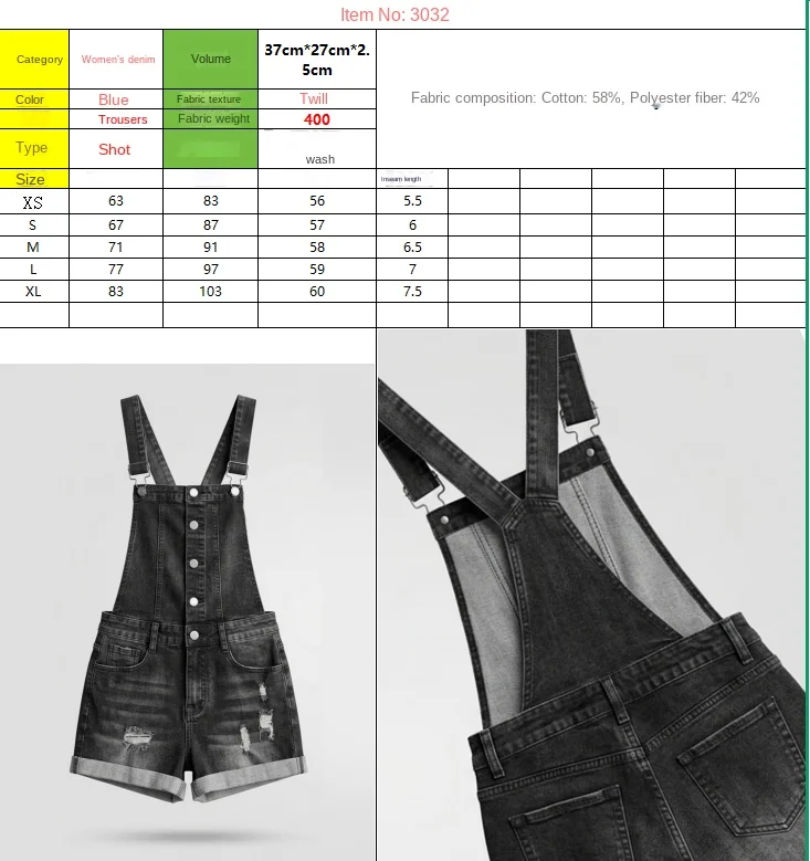 Vintage Y2K Black Denim Overall Shorts Women 2026 Summer Thin Ripped Korean American Streetwear Casual Cuffed Hem Short Pants