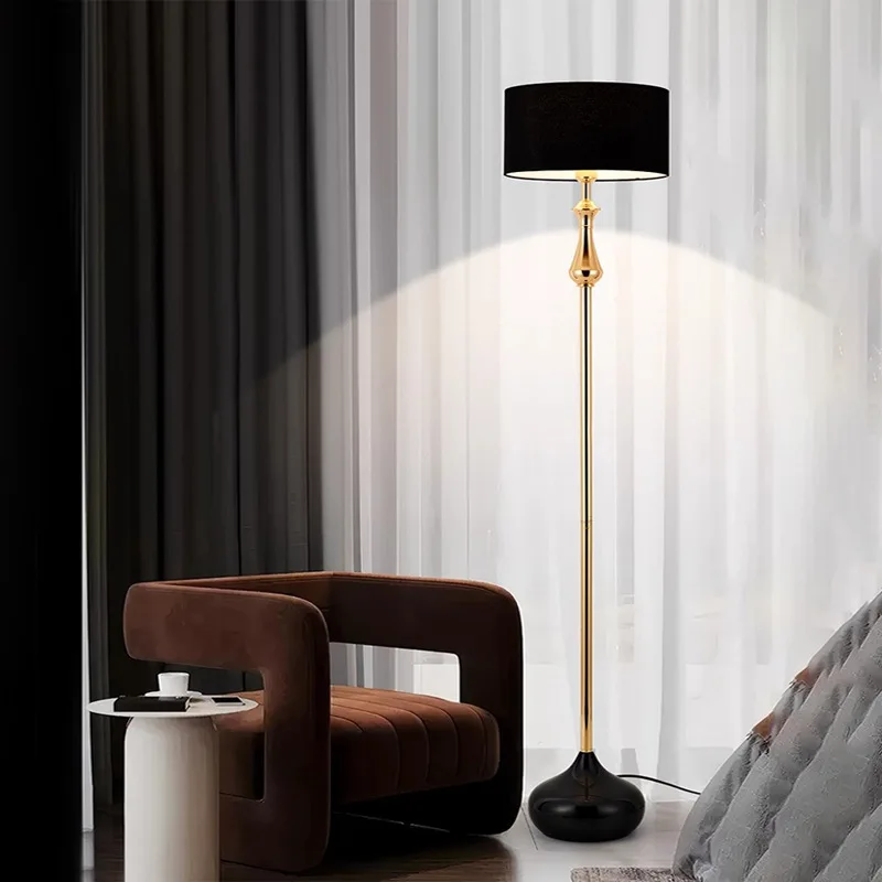 Living room study American simple bedroom B & B fabric vertical floor lamp