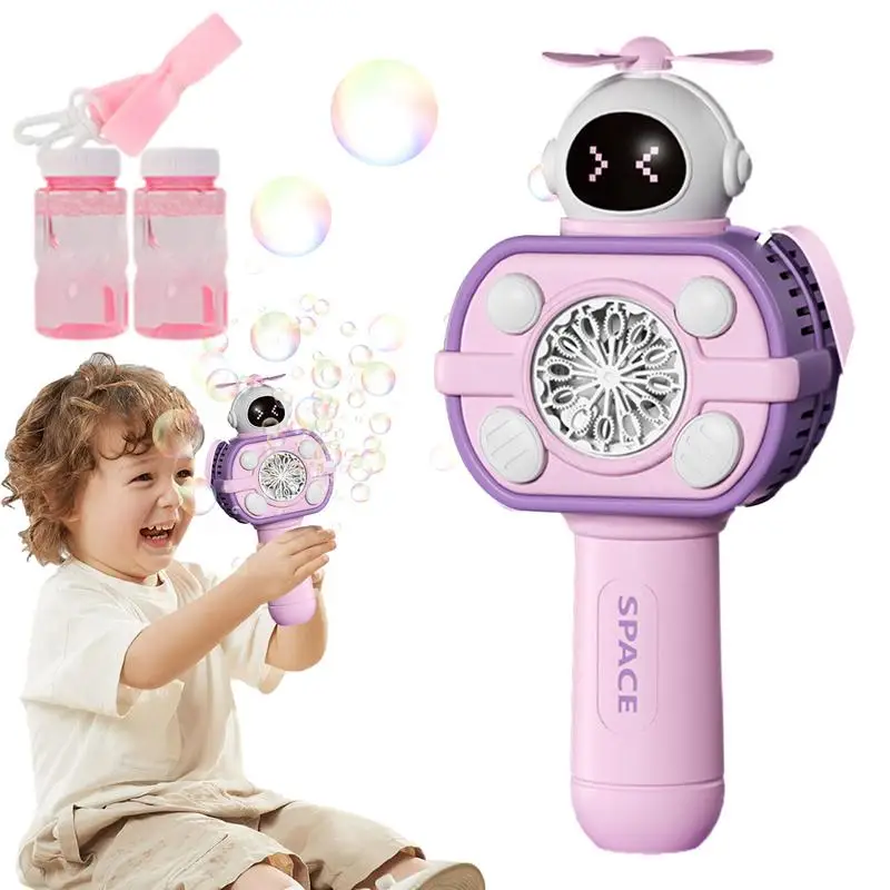 Space Bubble Maker Automatic Bubble Blower Illuminating Bubble Blower Wand Continuous Stream Blower Light Up LED Party Favors