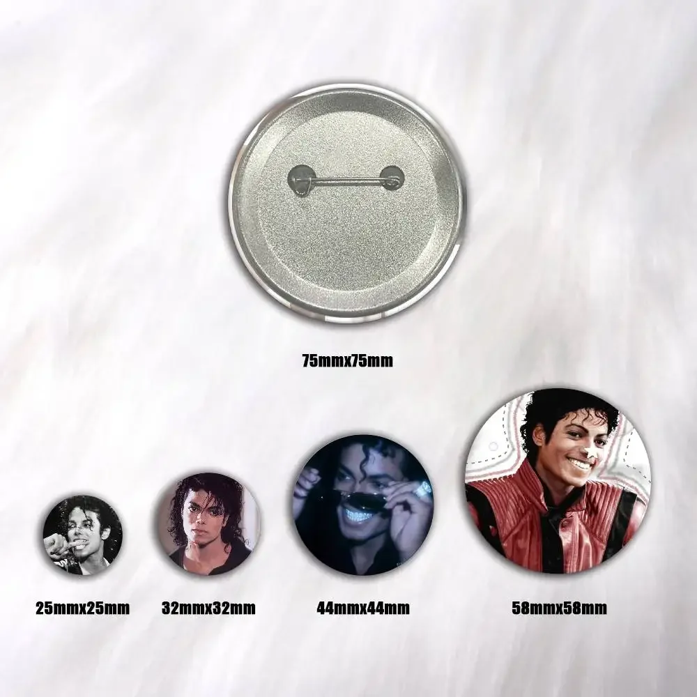 Michael J-Jackson 75x75 25x25 mm Cartoon Round Brooches on Backpack Shirt Accessories Jewelry Badge Gift for Friends