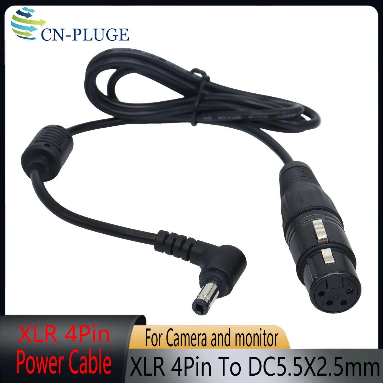 Camera Monitor Power Adapter Cable - 4Pin XLR Female to DC 5.5X2.5mm
