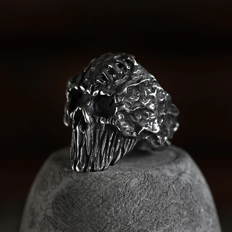 Hip-Hop Men\'s Biker Rings Head Evil Skull Ring Gothic Punk Rock Biker Jewelry Accessories Wholesale