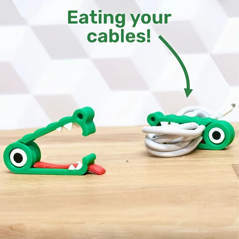 1/3pcs Fun Crocodile Cable Organizer Clip - Adorable Crocodile-Shaped Holder, PET Material Suitable for Travel,, Office, Bedside