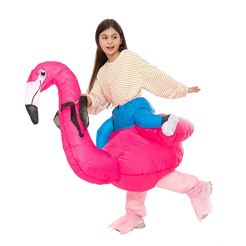 EE01 Halloween Adults Kids Inflatable Flamingo Costume Suit Funny Animals Cosplay Air Blow-up Suits Carnival Theme Party&0Ww
