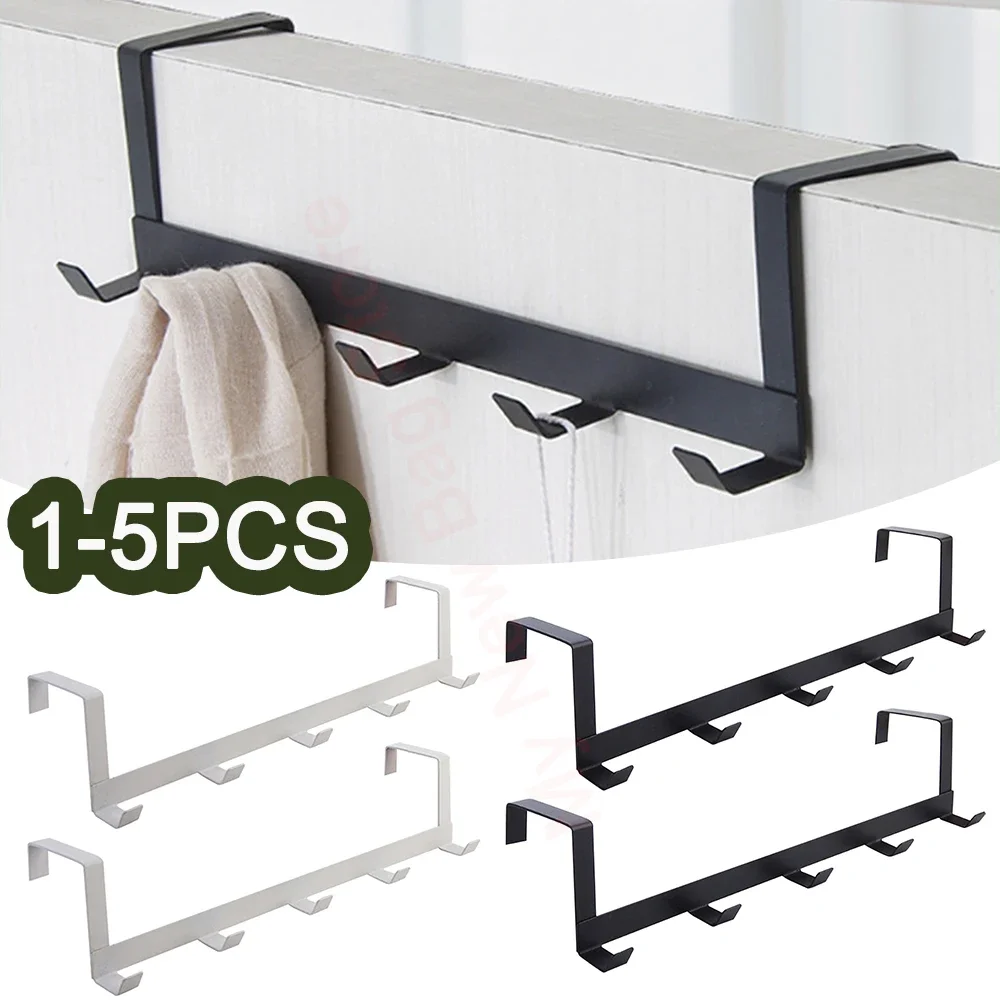 1-5PCS Kitchen Living Room Hook Hangers 5 Hooks Door Hanger 29X7.5X6.3cm For Clothes Coat Hat Towels Holder Metal Hook Rack