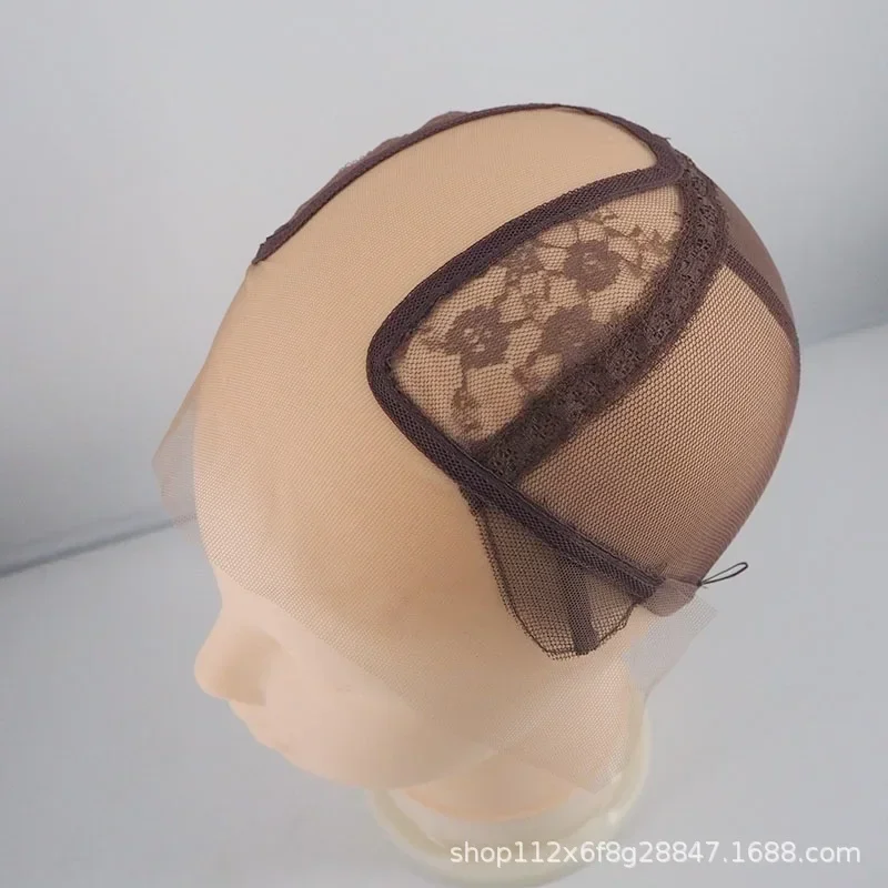 5pcs 2x6T Elastic Lace Front Wig Cap Hand Hooked Base Half Machine Made Inner Net Wig Accessory