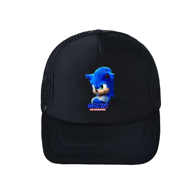 หมวกแก๊ปเบสบอลสีพื้นแบบเรียบง่ายสำหรับฤดูร้อน, หมวกกันแดด Topi jala พวงกุญแจโลหะลายการ์ตูนน่ารักแบบโซนิค