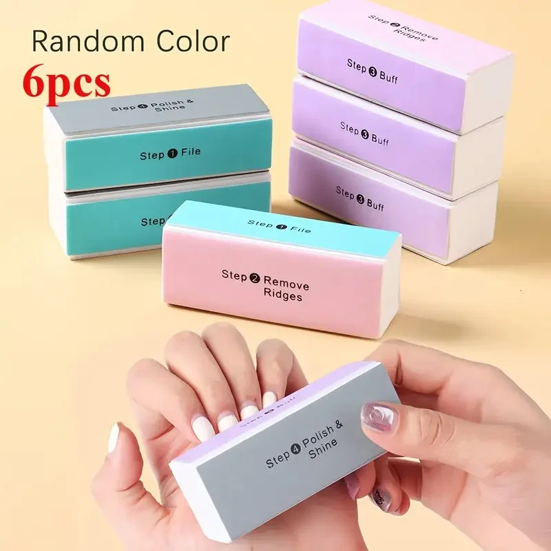 New 6-piece set of nail file, sanding block, sanding tool, pedicure polishing tool, nail polishing device, nail art sponge bu