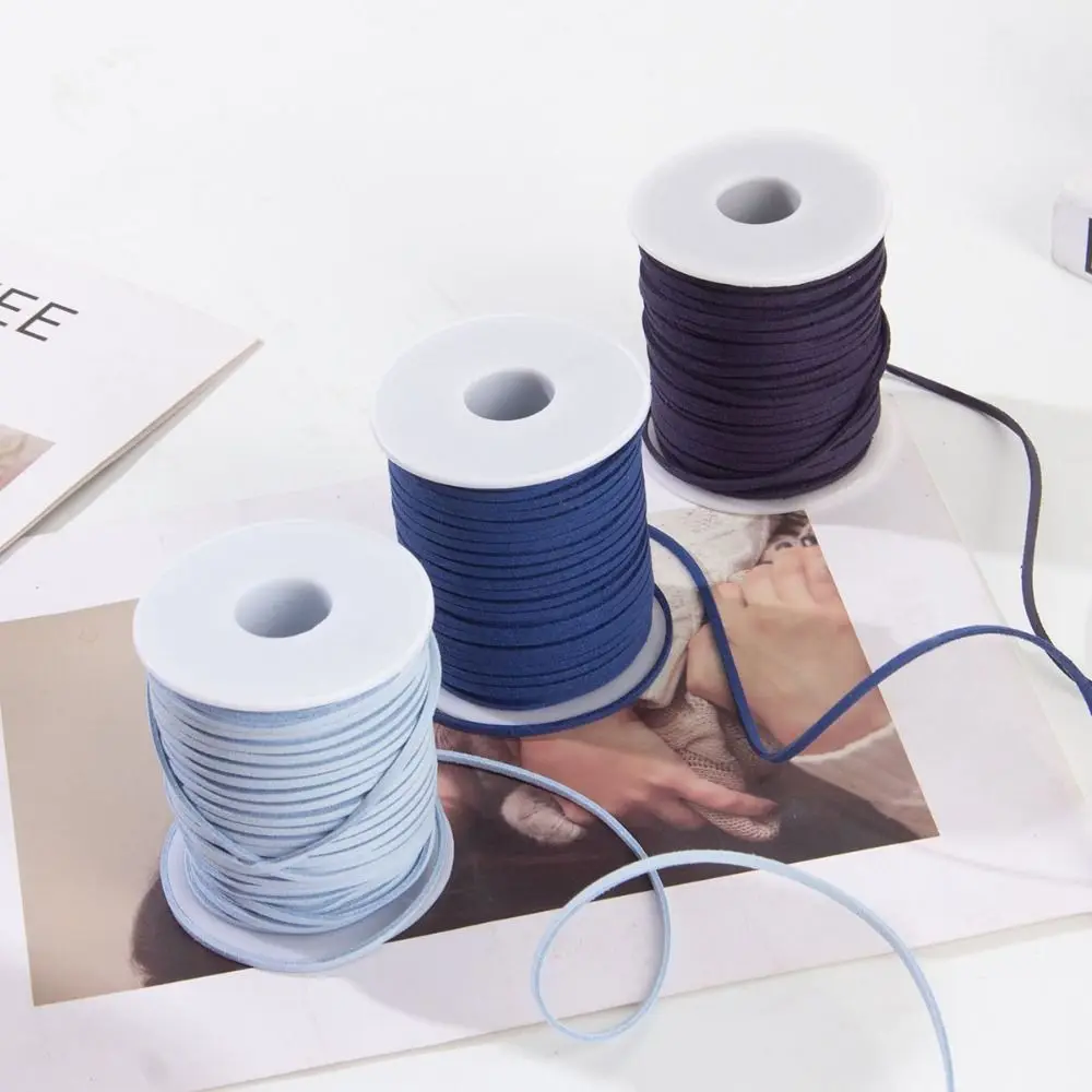 جديد 50 ياردة فو الجلد المدبوغ حبل مضفر شقة متعددة الألوان حزام الجلود حبل 3 مللي متر صنع سوار المجوهرات