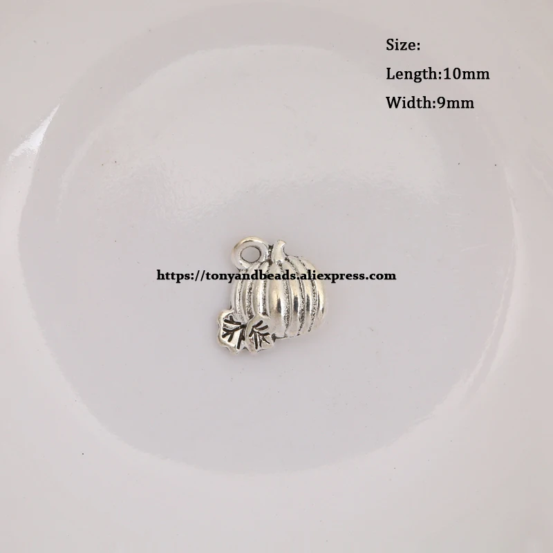 (50Pcs/Lot) Zinc Alloy Tibetan Silver European Charm Pumpkin-Shape Pendant Size 10X9mm ZN29096B