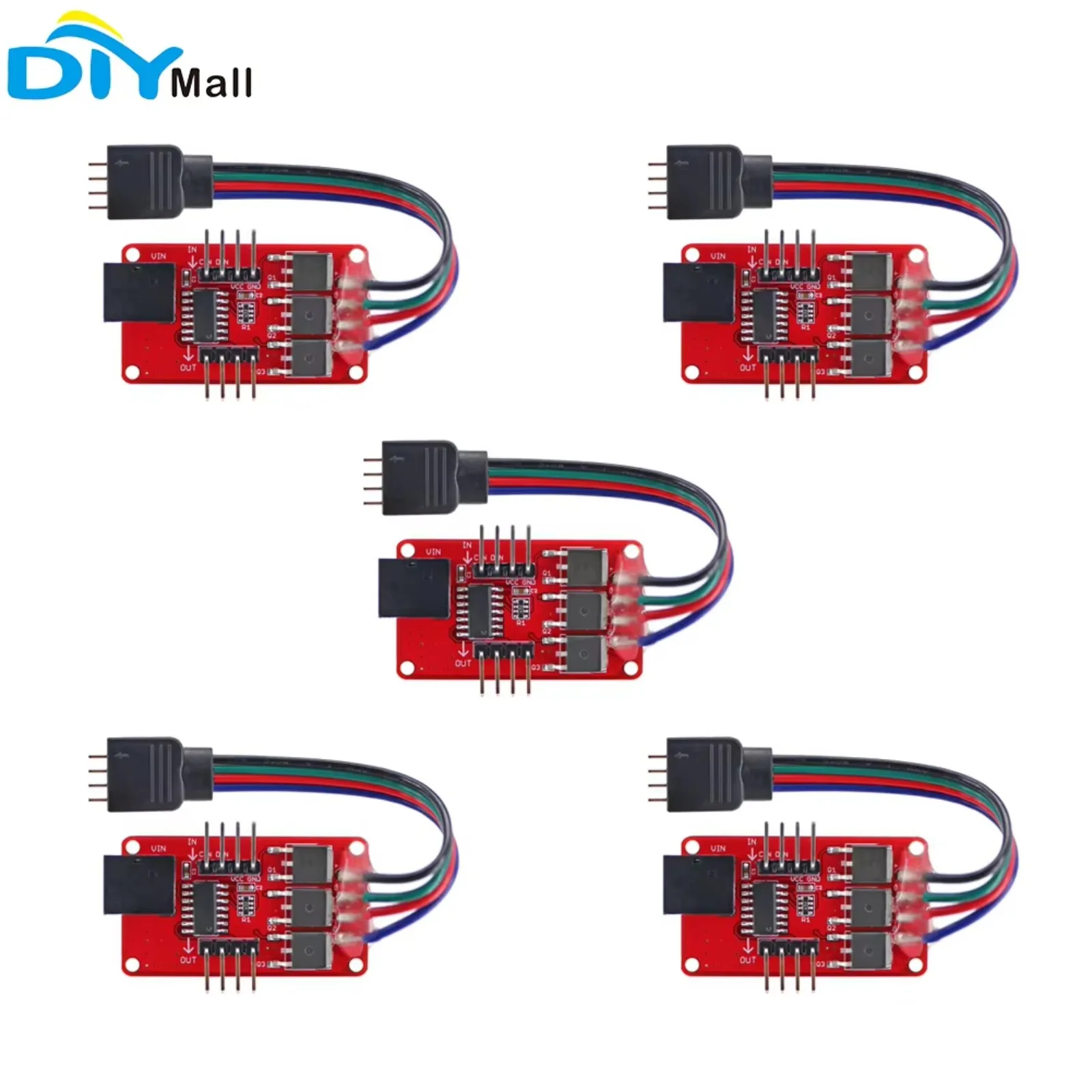 5PCS OPEN-SMART Full-color RGB LED Strip Driver Module w/ DC Jack Cascadable Based on P9813 Suitable for 5V MCU for Arduino