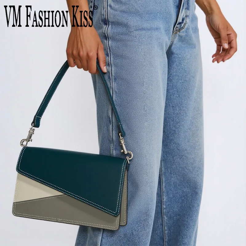 

Модная женская сумка подмышки из воловьей кожи, элегантная верхняя сумка, универсальная сумка через плечо, женская дизайнерская сумка через плечо