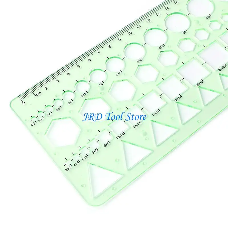 A2UD Plastic Circle Square Hexagon Geometric Template Ruler Stencil Measure Tool NEW