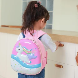 Children School Bags Cartoon Rainbow Horse Print Anti-lost Eggshell Backpacks Adjustable Toddler Boy Girl Kindergarten Schoolbag