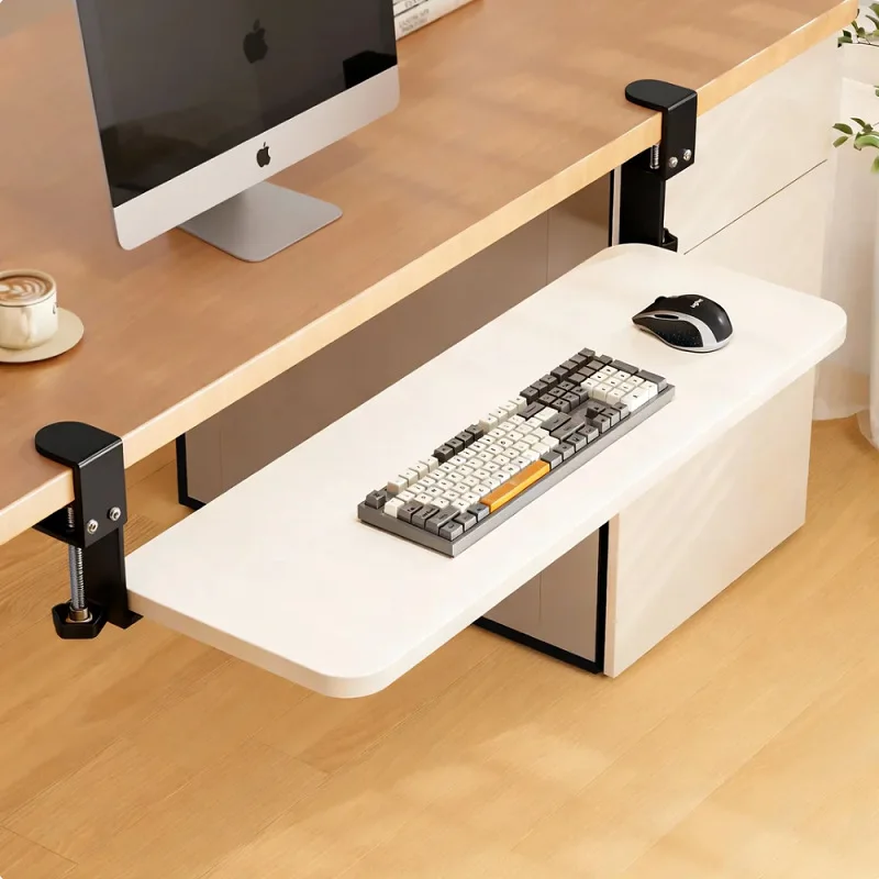Under Desk Keyboard Tray Pull Out Holder Sliding Rails Computer Home Office Student Dormitory