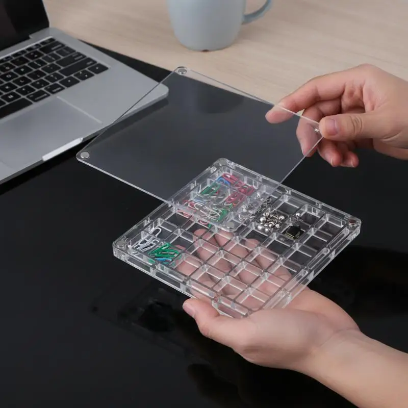 1Pcs 36 Grids Compartment Acrylic Magnetic Display Box Seashell Diamond Small Craft Storage Organizer Collection Display Case