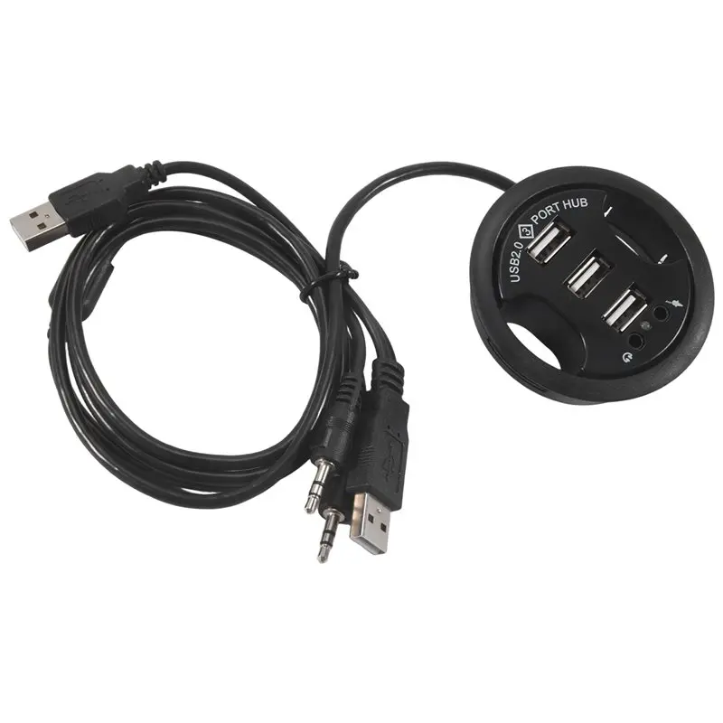 Delicate Texture-USB Hub USB 2.0 Desktop Grommet USB 2.0 Hub Audio Desk Mount Adapter 3 Port Mount In Desk Multi USB 2.0 Ports