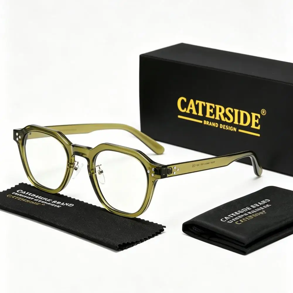 CATERSIDE Retro Herren Eckige Flache Leichte Brille Hochwertige Tr-90 Brillengestelle Damen Outdoor Business Festival Geschenkbrille – Detail 11