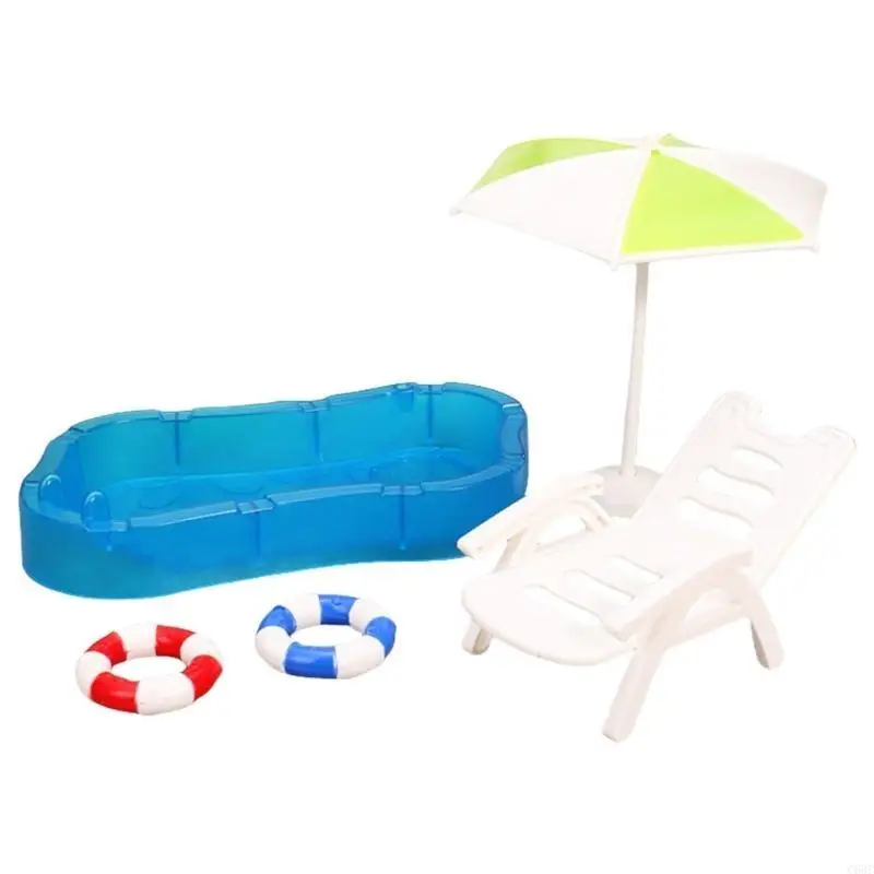 Decoração cena praia miniatura C63C com acessórios para atividades interpretação crianças
