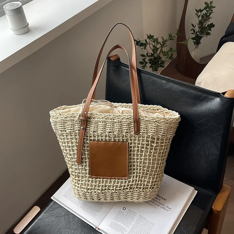 Women Summer Beach Straw Handbags 2024 Luxury Design Fashion Korean Shopper Bags Large Woven Tote Bag Handmade Totes Handbag