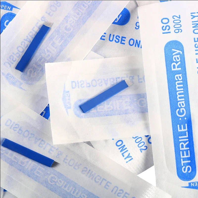100Pcs Microblading Needles 0.2mm PMU Tattoo Needles Permanent Makeup Blade & Eyebrow Blades for Tattoo Supplies