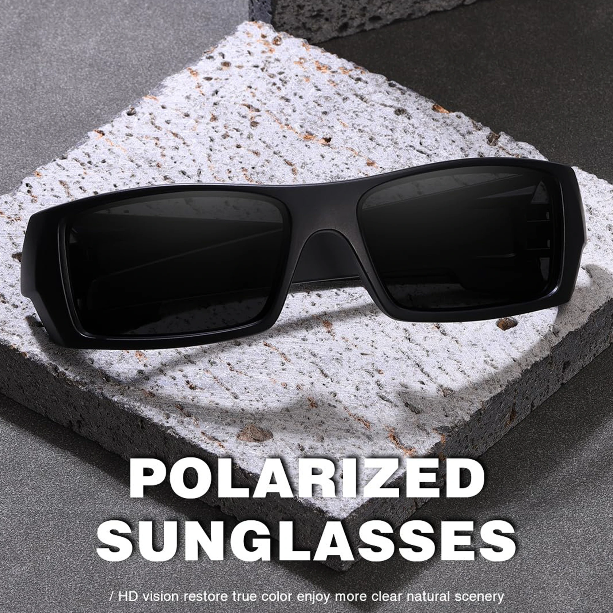 Polarized Sunglasses for Men Womens Sports Men's Sunglasses Trendy Retro Rectangular Wrap Around Vintage UV400 Eye Protection image 2