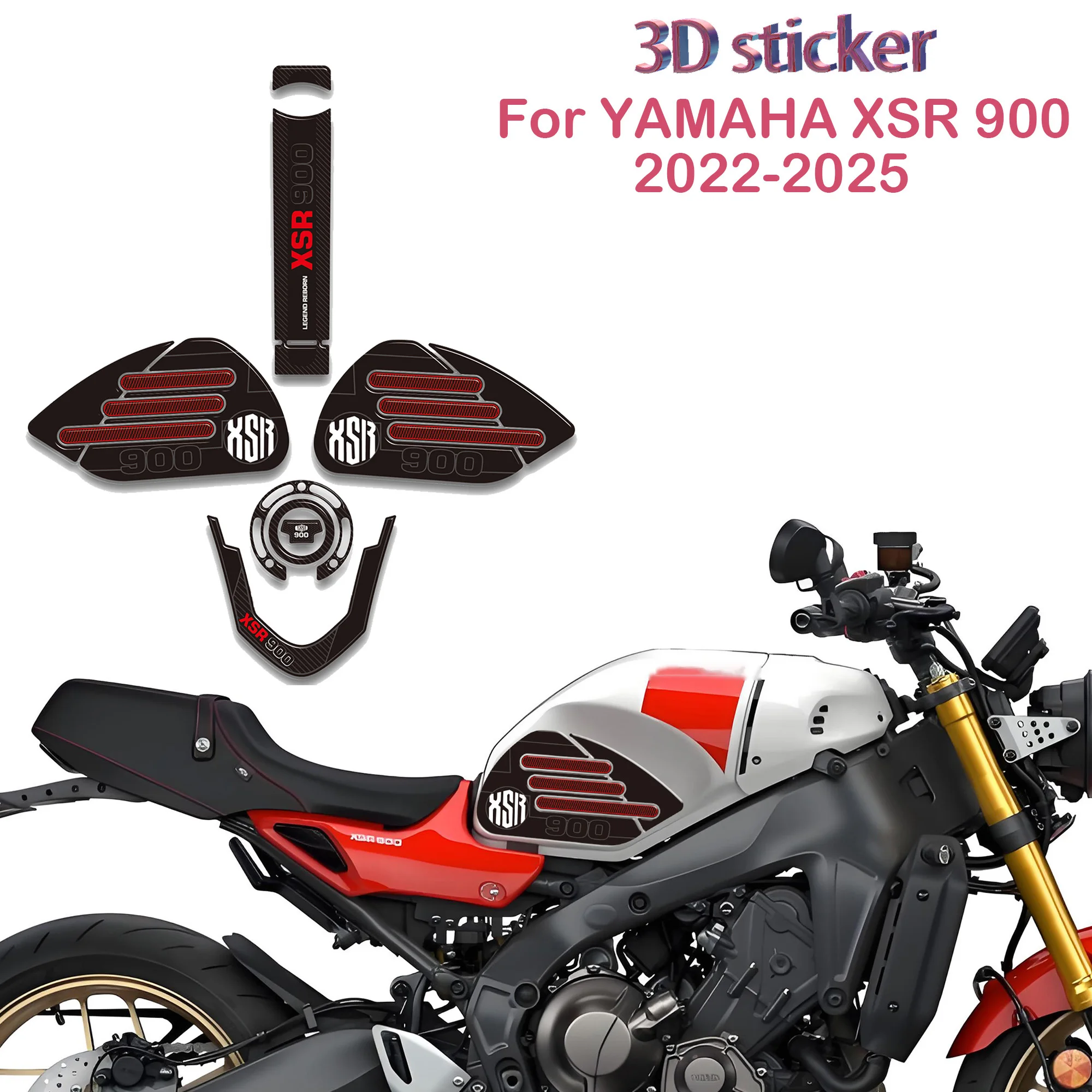 3D Resin Stickers Motorcycle Decorations and Side Tank Protections Compatible with Yamaha XSR900 XSR 900 2022-2025