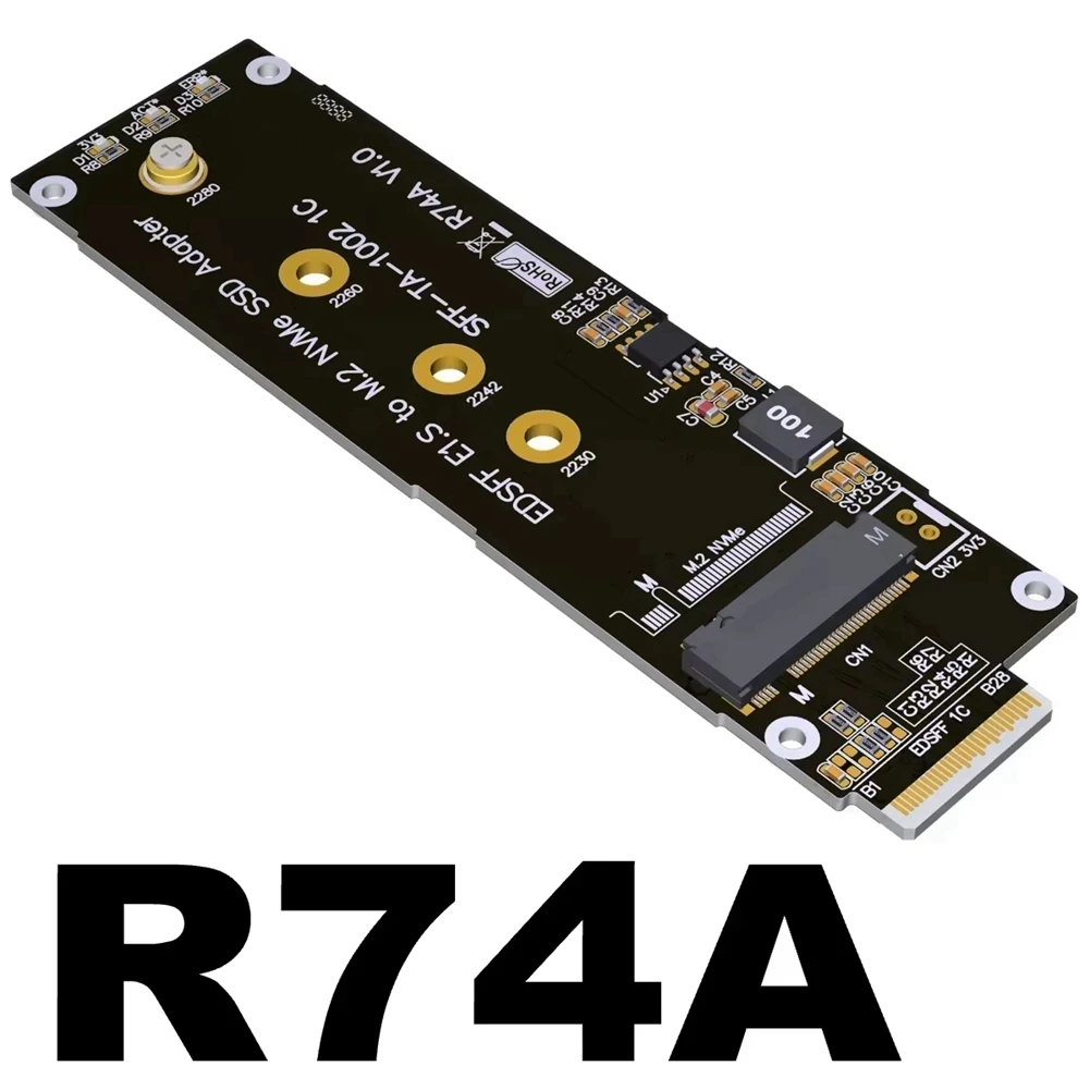 PCIe X4 5.0 NVMe Extension Riser Card M.2 SSD to EDSFF 4C+ E1.S Adapter for M.2 NGFF Key M (2230) 22mm X 80mm NVMe Card
