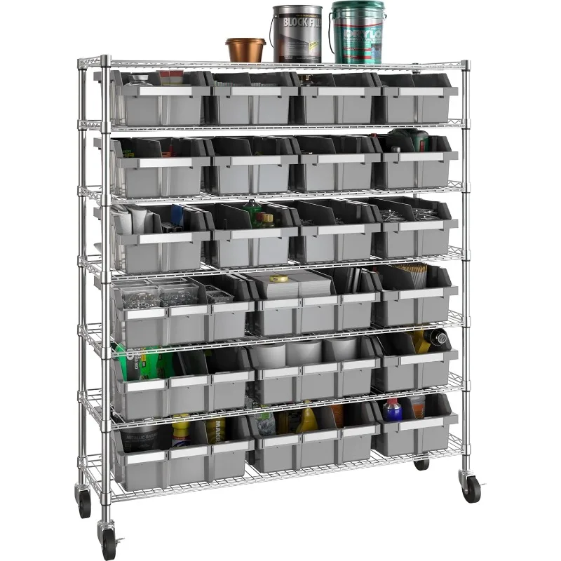 Classics Heavy Duty NSF Bin Rack Solid Steel Wire Shelving Storage Unit, Patented Organizer for Garage, Warehouse, Office