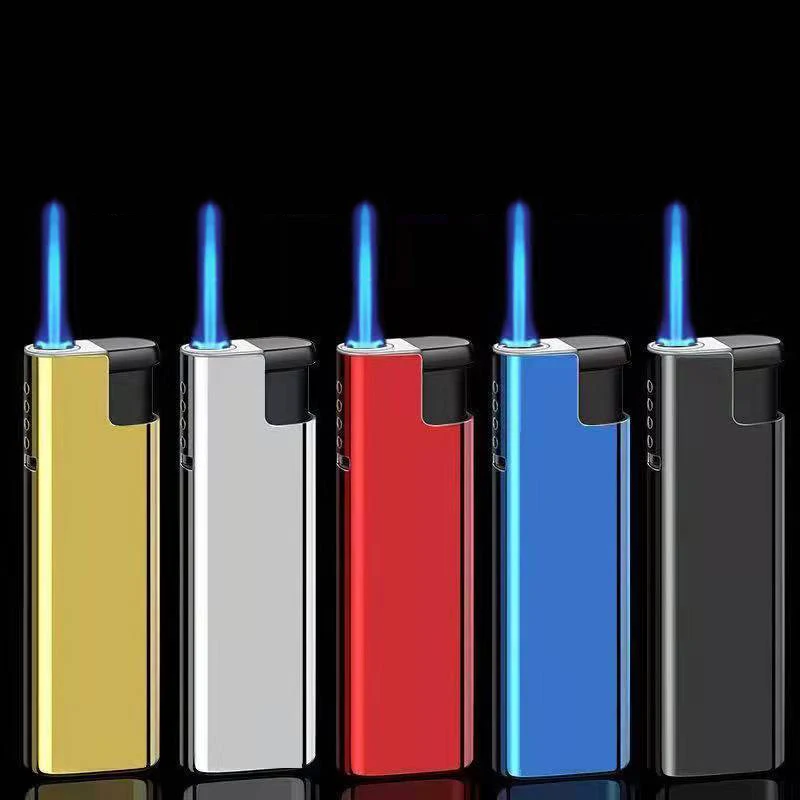 

2025 New Outdoor Windproof Direct Spray Blue Flame Lighter Cigarette Lighter Cigar Accessories Camping Tools Ignition Kitchen