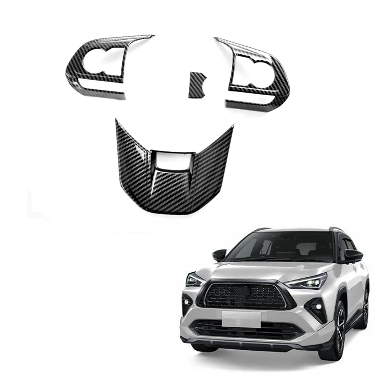 Steering Wheel Cover Trim Kit for Toyota Yaris Cross 2023 2024 Southeast Asia Version Interior Accessories ,Carbon Fiber