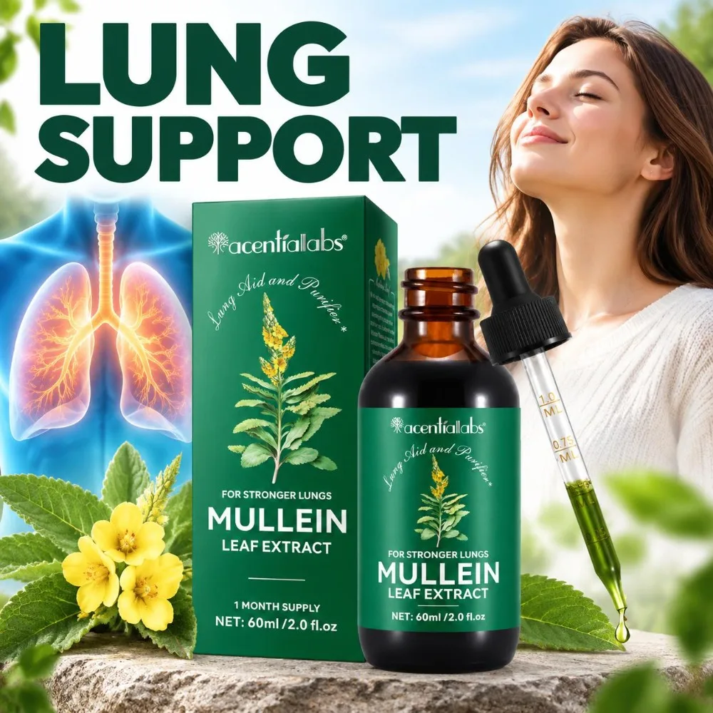 Mullein Leaf Extract Liquid Drops 2800mg with Chlorophyll Supports Clear Breathing & Lung Health Plant Natural Ingredients 60ml