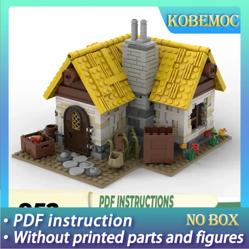 

Средневековая модель с видом на улицу, Moc, строительные кирпичи, деревня, фермерский дом, технология, модульные блоки, подарок, рождественские игрушки, наборы «сделай сам», сборка