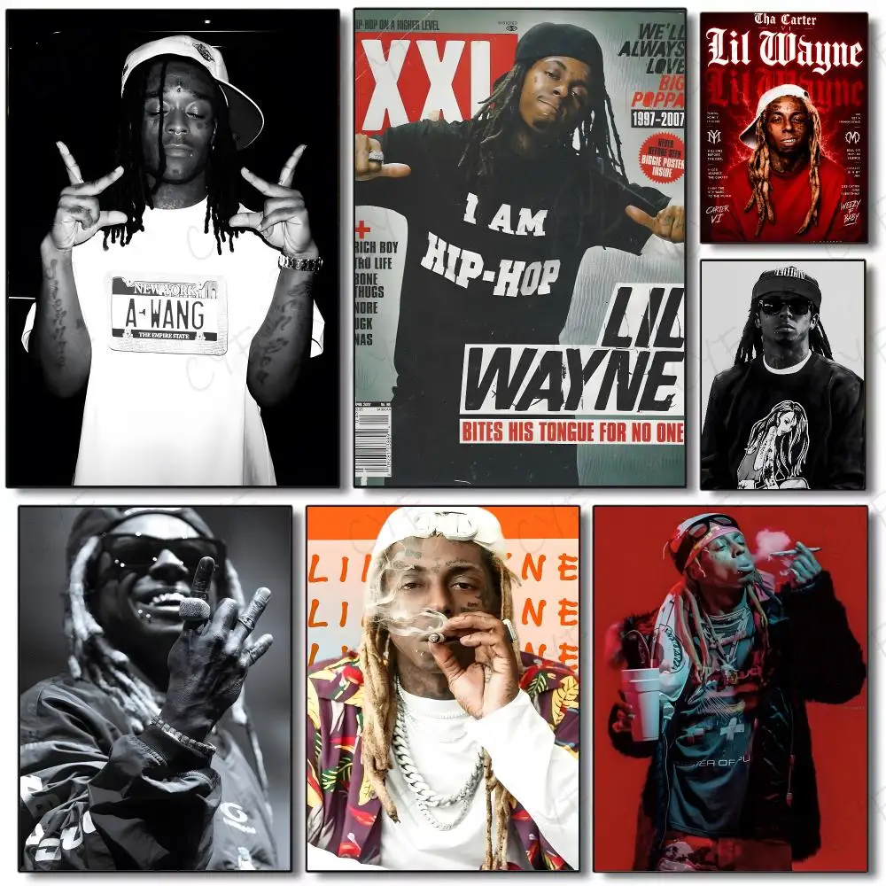 Bold Hip Hop Rapper L-Lil Wayne Poster Painting Wall Art Mural for Living Room Home Decor and Gifts