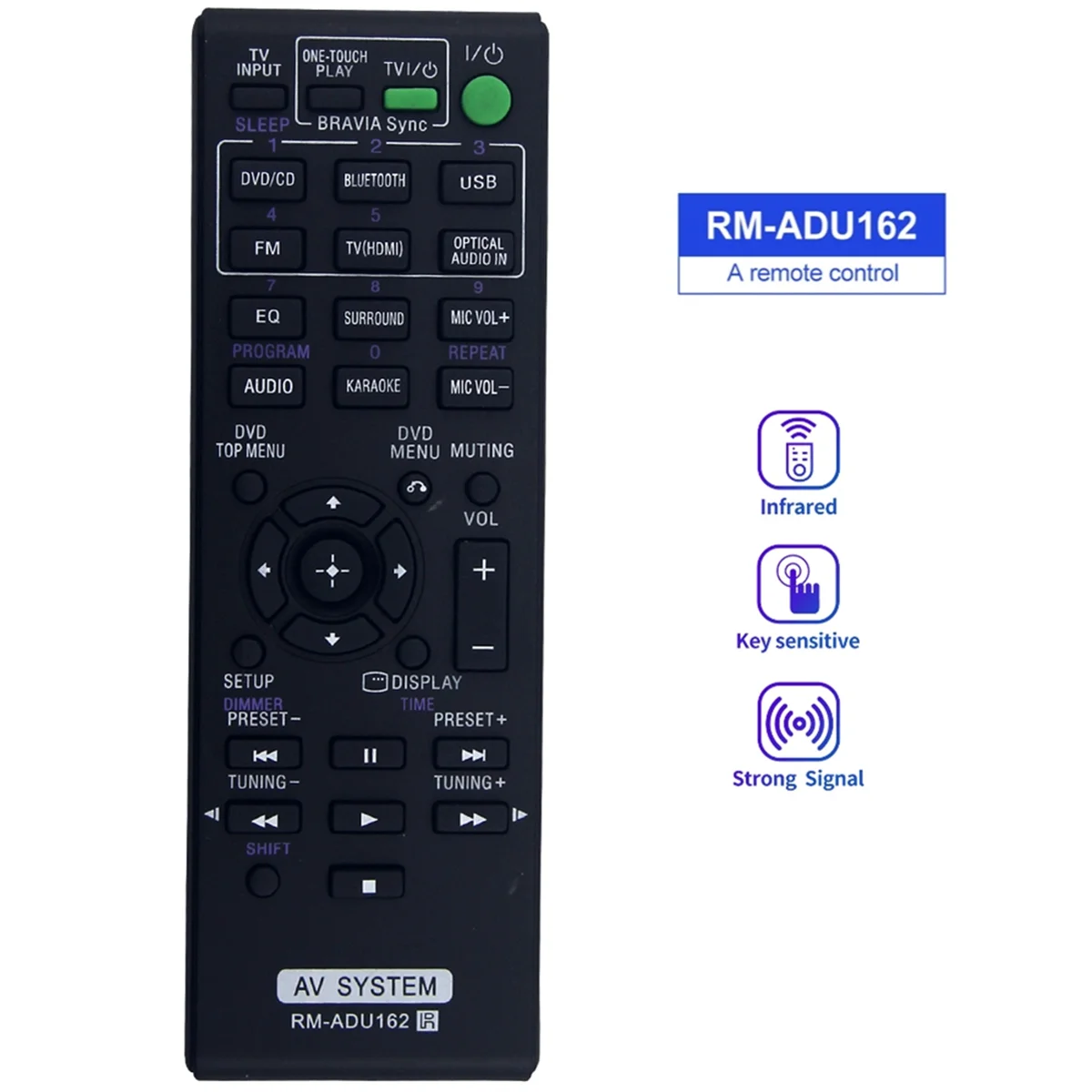 Mando a distancia ADU162 para cine en casa, repuesto para DVD, sistema AV, DAV-TZ140, HBD-DZ170, WS123, TS124