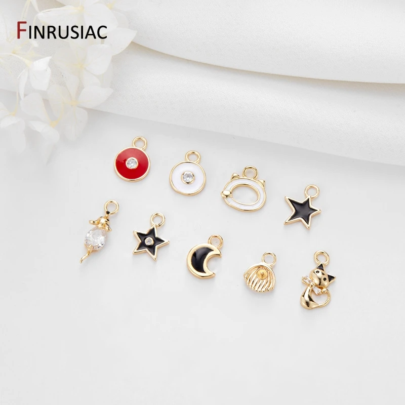 14K Real Gold Plated Brass Metal Charms Earrings Pendants For Jewelry Making Earrings Necklaces Accessories